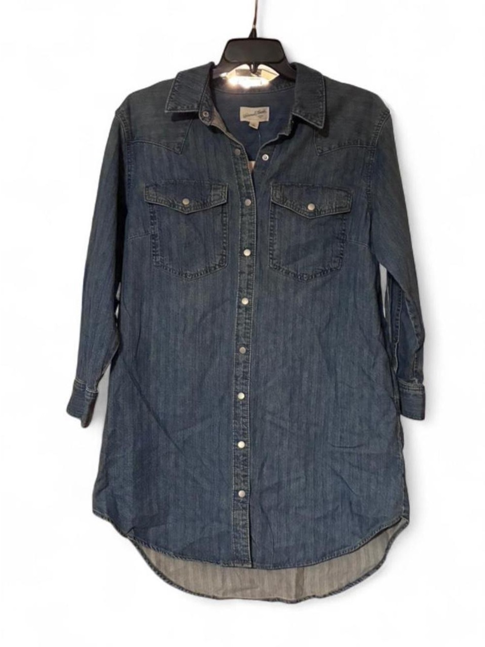 Universal Thread Blue Denim mini dress with pockets with Snap Buttons